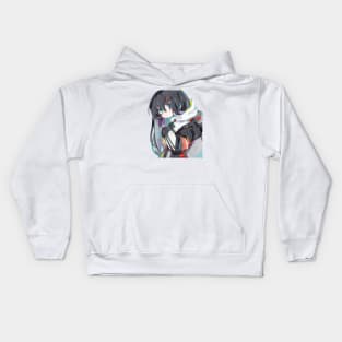 Girl with Black Hair Kids Hoodie